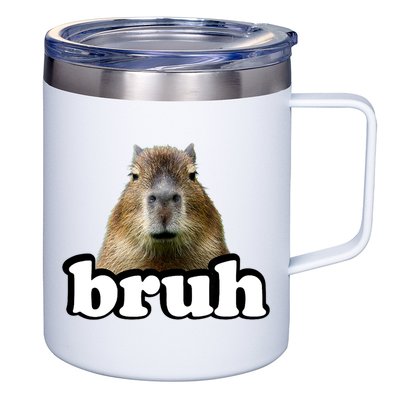 Bruh Capybara Meme Funny Bruh Saying 12oz Stainless Steel Coffee Mug