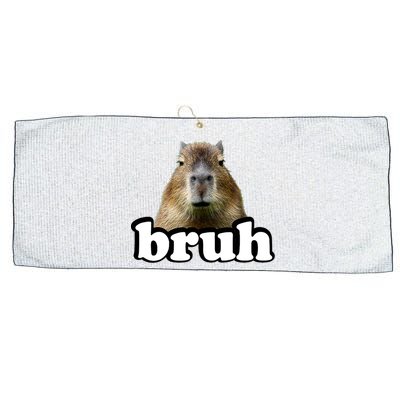 Bruh Capybara Meme Funny Bruh Saying Large Microfiber Waffle Golf Towel