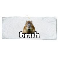 Bruh Capybara Meme Funny Bruh Saying Large Microfiber Waffle Golf Towel