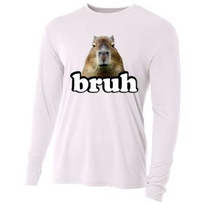 Bruh Capybara Meme Funny Bruh Saying Cooling Performance Long Sleeve Crew