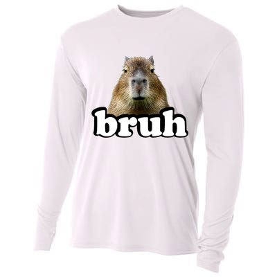 Bruh Capybara Meme Funny Bruh Saying Cooling Performance Long Sleeve Crew