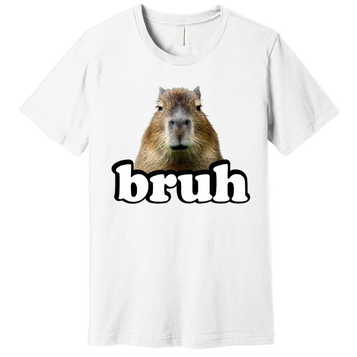 Bruh Capybara Meme Funny Bruh Saying Premium T-Shirt