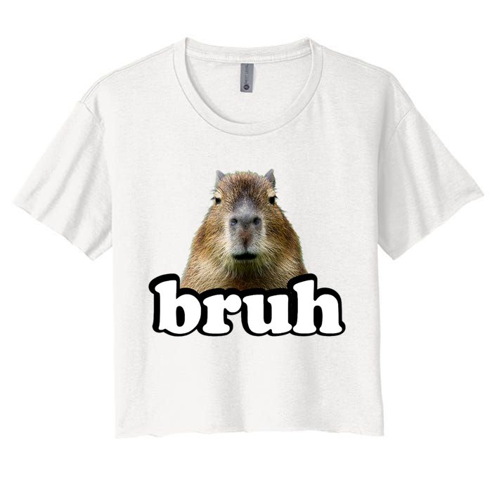 Bruh Capybara Meme Funny Bruh Saying Crop Top