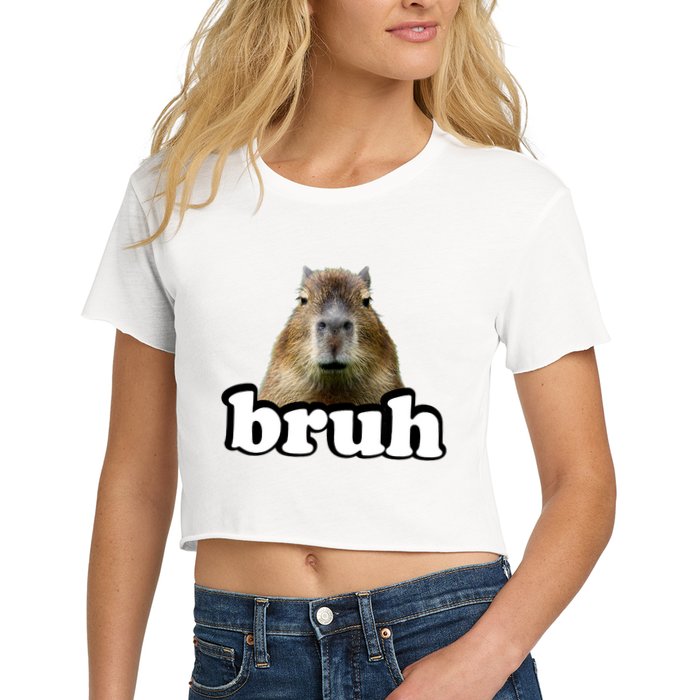 Bruh Capybara Meme Funny Bruh Saying Crop Top