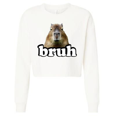 Bruh Capybara Meme Funny Bruh Saying Cropped Pullover Crew