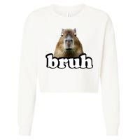 Bruh Capybara Meme Funny Bruh Saying Cropped Pullover Crew