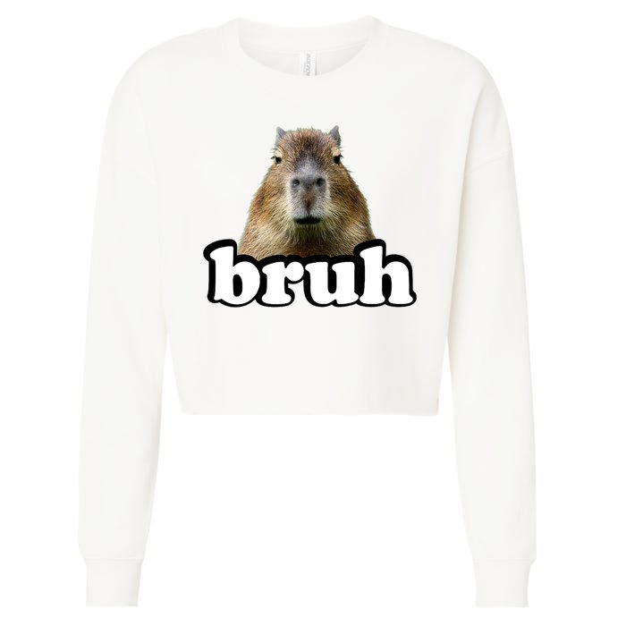 Bruh Capybara Meme Funny Bruh Saying Cropped Pullover Crew