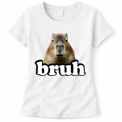 Bruh Capybara Meme Funny Bruh Saying Womens T-Shirt