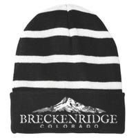 Breckenridge Colorado  Mountain Town Striped Beanie with Solid Band