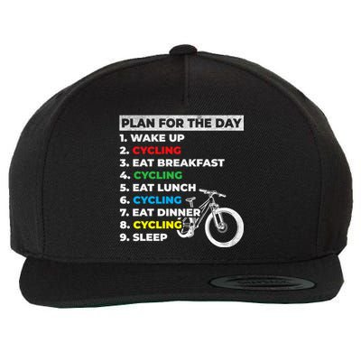 Bicycle Cyclists My Plan For The Day Mountain Biking Cycling Gift Wool Snapback Cap