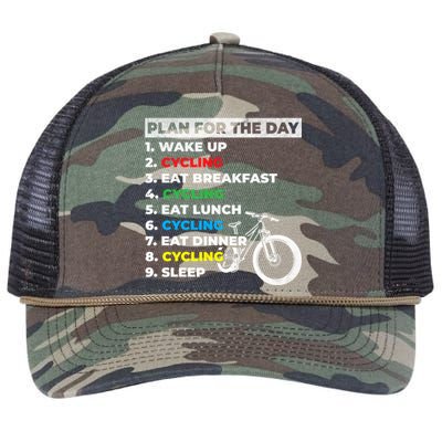 Bicycle Cyclists My Plan For The Day Mountain Biking Cycling Gift Retro Rope Trucker Hat Cap