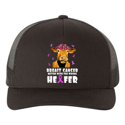 Breast Cancer Messed With The Wrong Heifer Strong Farmer Yupoong Adult 5-Panel Trucker Hat