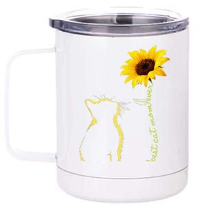 Best Cat Mom Ever Sunflower Mothers Day Gifts For Cat Lover 12 oz Stainless Steel Tumbler Cup