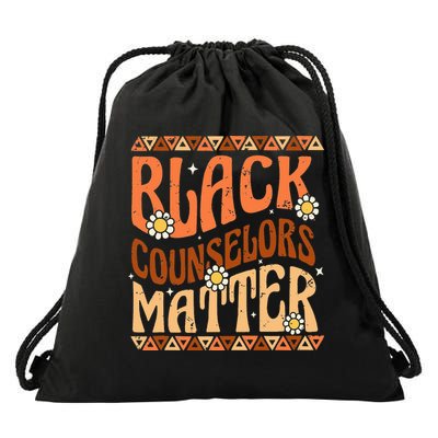 Black Counselors Matter Black History Month Retro Groovy Drawstring Bag