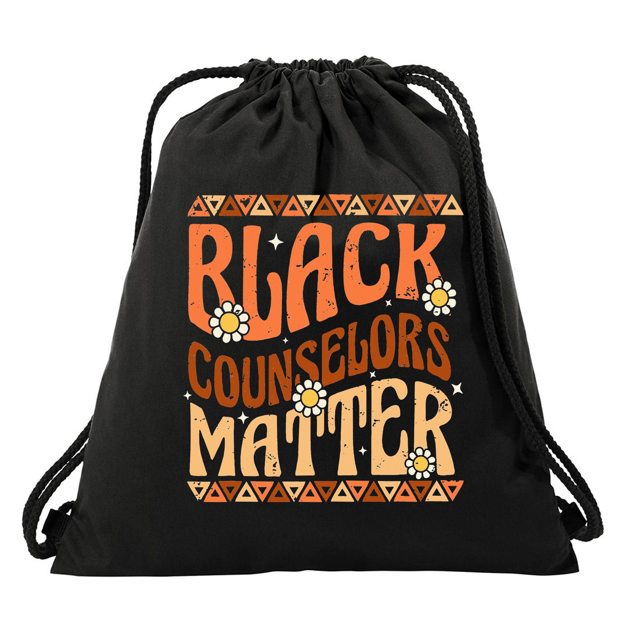 Black Counselors Matter Black History Month Retro Groovy Drawstring Bag