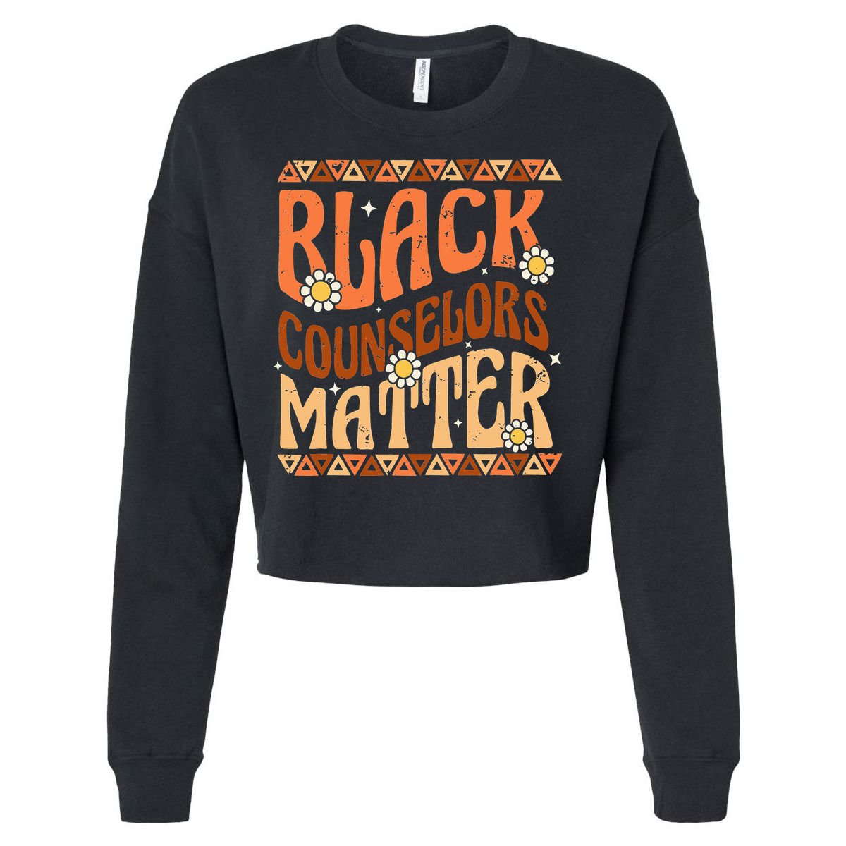Black Counselors Matter Black History Month Retro Groovy Cropped Pullover Crew