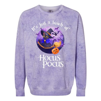 Black Cat Moon Funny Halloween Costume Bunch Of Hocus Pocus Colorblast Crewneck Sweatshirt