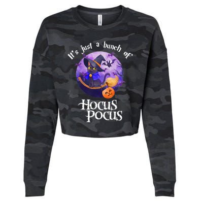 Black Cat Moon Funny Halloween Costume Bunch Of Hocus Pocus Cropped Pullover Crew