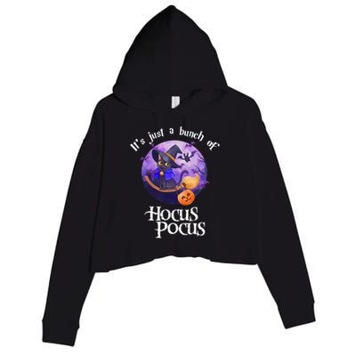 Black Cat Moon Funny Halloween Costume Bunch Of Hocus Pocus Crop Fleece Hoodie