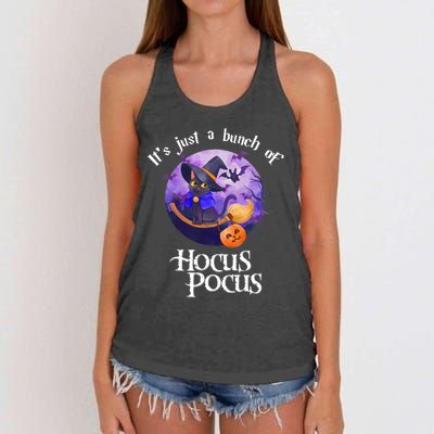 Black Cat Moon Funny Halloween Costume Bunch Of Hocus Pocus Women's Knotted Racerback Tank