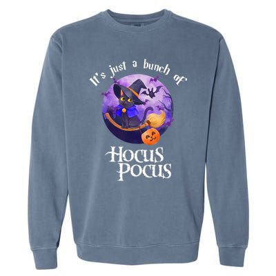 Black Cat Moon Funny Halloween Costume Bunch Of Hocus Pocus Garment-Dyed Sweatshirt