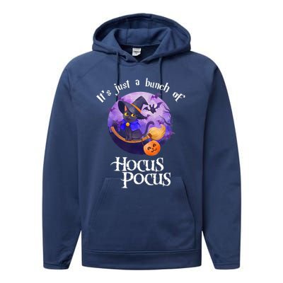 Black Cat Moon Funny Halloween Costume Bunch Of Hocus Pocus Performance Fleece Hoodie