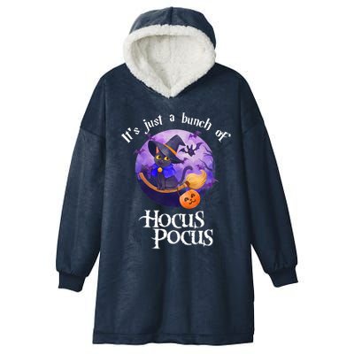 Black Cat Moon Funny Halloween Costume Bunch Of Hocus Pocus Hooded Wearable Blanket