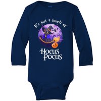 Black Cat Moon Funny Halloween Costume Bunch Of Hocus Pocus Baby Long Sleeve Bodysuit