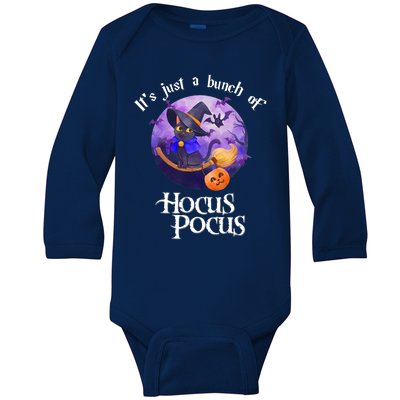 Black Cat Moon Funny Halloween Costume Bunch Of Hocus Pocus Baby Long Sleeve Bodysuit