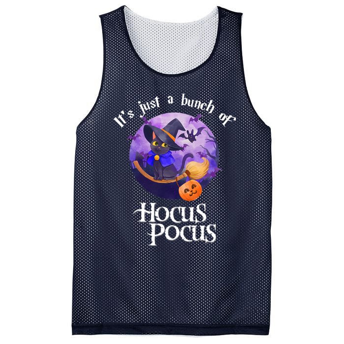 Black Cat Moon Funny Halloween Costume Bunch Of Hocus Pocus Mesh Reversible Basketball Jersey Tank