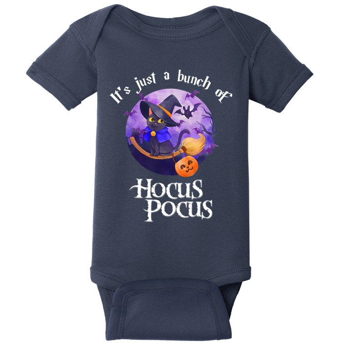 Black Cat Moon Funny Halloween Costume Bunch Of Hocus Pocus Baby Bodysuit