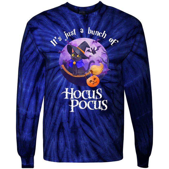 Black Cat Moon Funny Halloween Costume Bunch Of Hocus Pocus Tie-Dye Long Sleeve Shirt