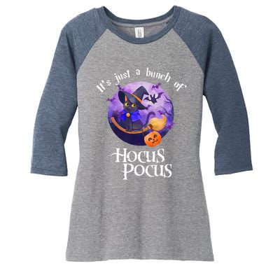 Black Cat Moon Funny Halloween Costume Bunch Of Hocus Pocus Women's Tri-Blend 3/4-Sleeve Raglan Shirt