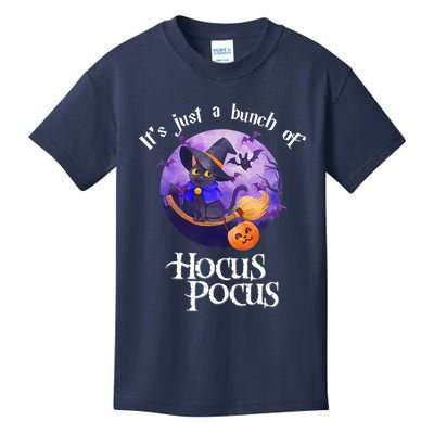 Black Cat Moon Funny Halloween Costume Bunch Of Hocus Pocus Kids T-Shirt