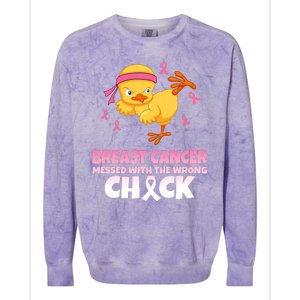 Breast Cancer Messed With The Wrong Chick Colorblast Crewneck Sweatshirt