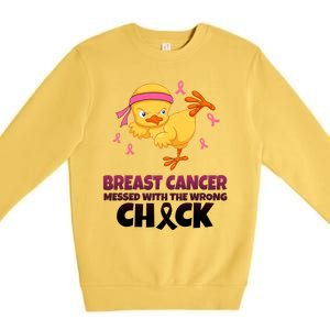 Breast Cancer Messed With The Wrong Chick Premium Crewneck Sweatshirt