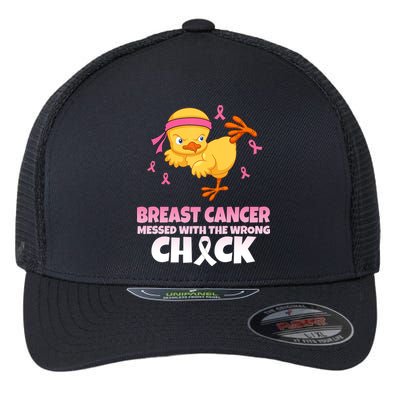 Breast Cancer Messed With The Wrong Chick Flexfit Unipanel Trucker Cap