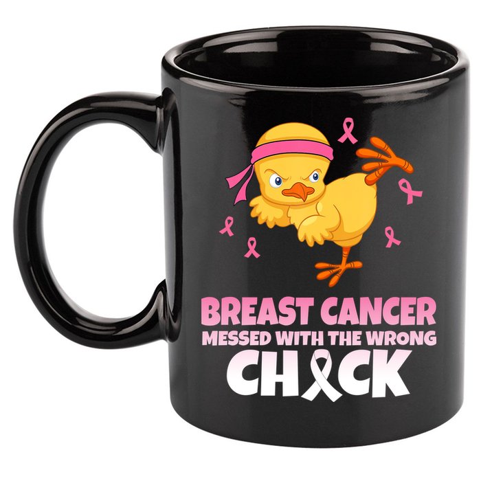 Breast Cancer Messed With The Wrong Chick 11oz C Handle Ceramic Mug