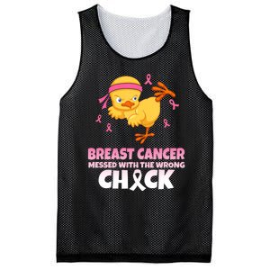 Breast Cancer Messed With The Wrong Chick Mesh Reversible Basketball Jersey Tank