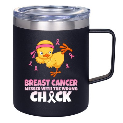 Breast Cancer Messed With The Wrong Chick 12oz Stainless Steel Coffee Mug