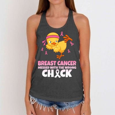 Breast Cancer Messed With The Wrong Chick Women's Knotted Racerback Tank