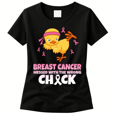 Breast Cancer Messed With The Wrong Chick Womens T-Shirt