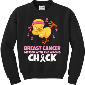 Breast Cancer Messed With The Wrong Chick Kids Sweatshirt