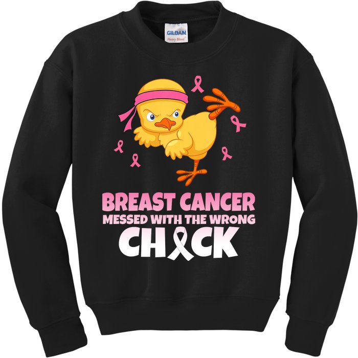 Breast Cancer Messed With The Wrong Chick Kids Sweatshirt