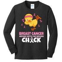 Breast Cancer Messed With The Wrong Chick Kids Long Sleeve Shirt