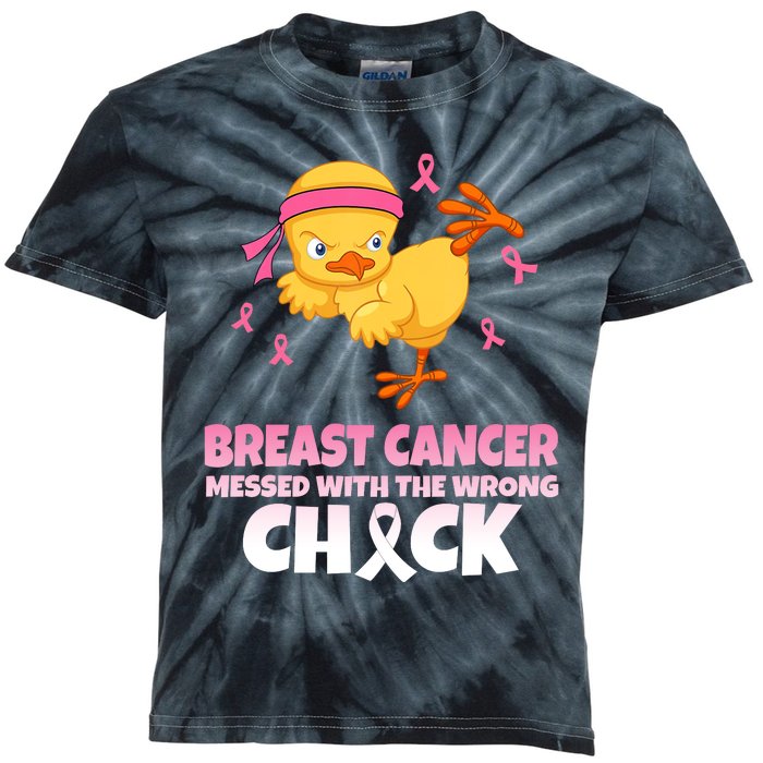 Breast Cancer Messed With The Wrong Chick Kids Tie-Dye T-Shirt