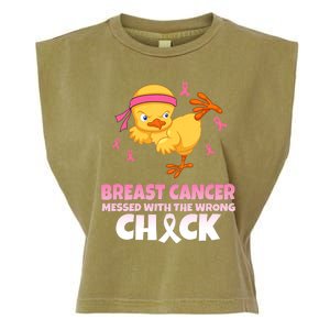 Breast Cancer Messed With The Wrong Chick Garment-Dyed Women's Muscle Tee