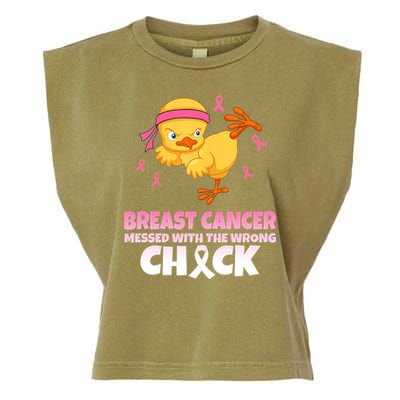 Breast Cancer Messed With The Wrong Chick Garment-Dyed Women's Muscle Tee