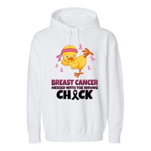 Breast Cancer Messed With The Wrong Chick Garment-Dyed Fleece Hoodie