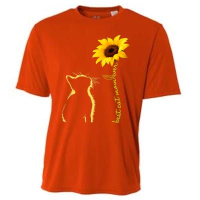 Best Cat Mom Ever Sunflower Mothers Day Funny Gift For Cat Lover Gift Cooling Performance Crew T-Shirt